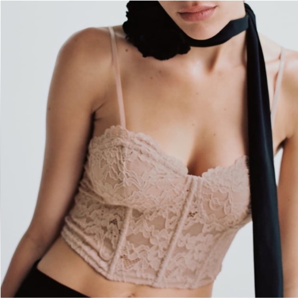 NWT Zara Lace Corset Bustier Crop Top - Picture 1 of 11